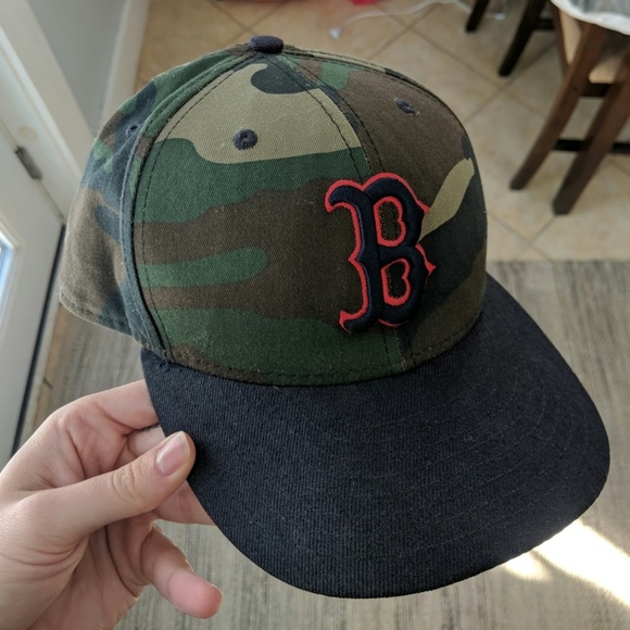 red sox camo fitted hat